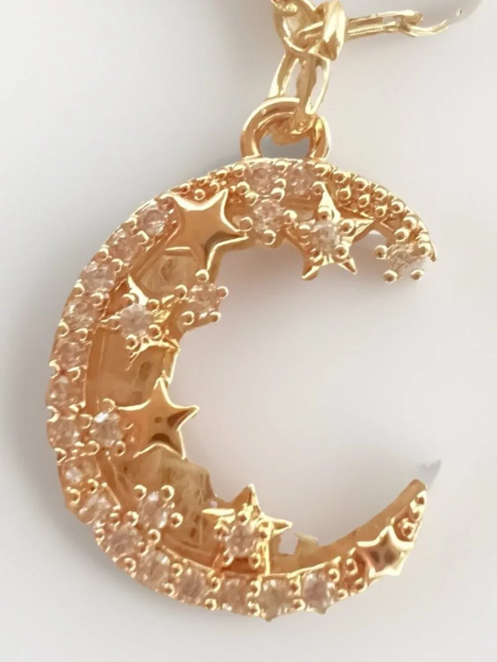 18K Gold Plated 3pc Layered Moon Chain Necklace Stainless Steel Womens Jewelry